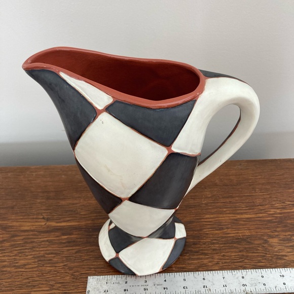 Michael Lamar - Butter Toast Pottery Checkered Ceramic Pitcher - Black and White - Picture 8 of 11